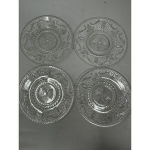 Set Of 4 Tiara Glass Sandwich Plate 5 3/4" Raised Dots 1940's Dessert Plates